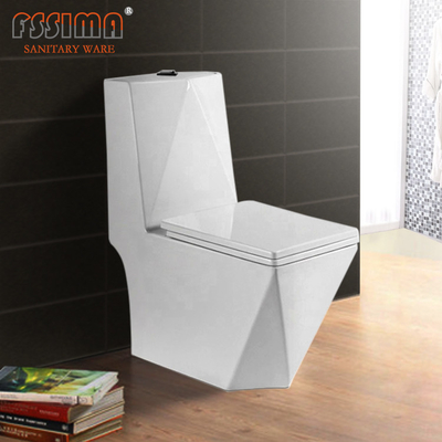 S Trap One Piece Top Flush Toilet Diamond Shape Ceramic Bowl